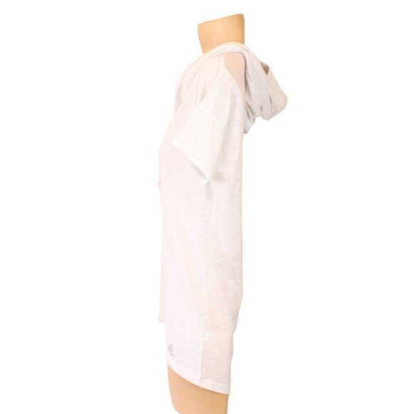 adidas Short Sleeve Hoodie Tee Sheer Mesh Back Light Heather Grey Small CA200 - Picture 2 of 8